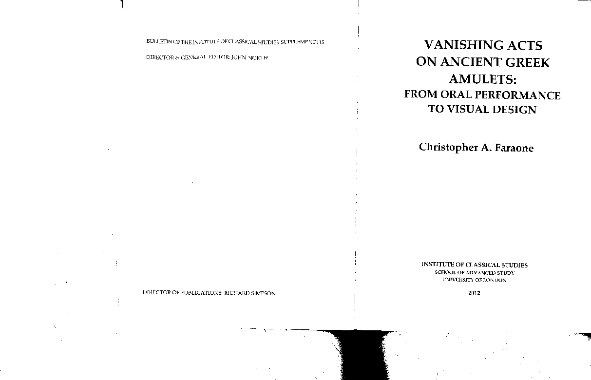 Vanishing Acts: Deletio Morbi as Speech Act and Visual Design on Ancient Greek Amulets