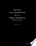 Recueil des inscriptions de la Pérée rhodienne